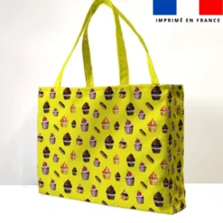 Kit couture sac cabas jaune motif gourmandises - Création Cat&Colours