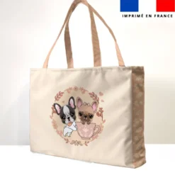 Kit couture sac cabas motif bouledogues d'automne - Création Jolifox