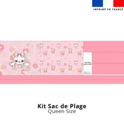 Kit couture sac cabas motif Chihuahua fleurs roses - Création Jolifox