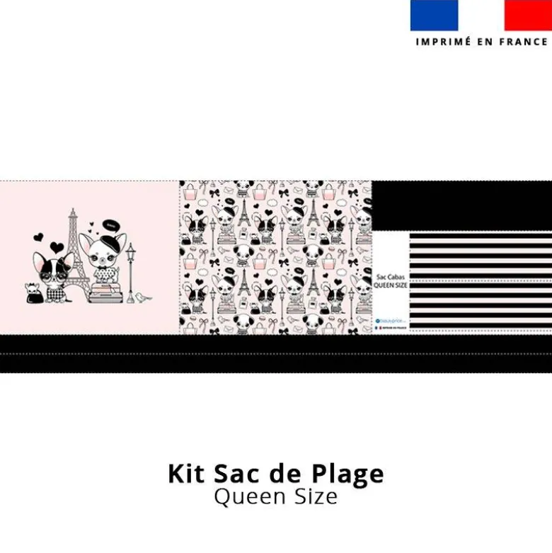 Kit couture sac cabas motif chiens à Paris - Création Jolifox