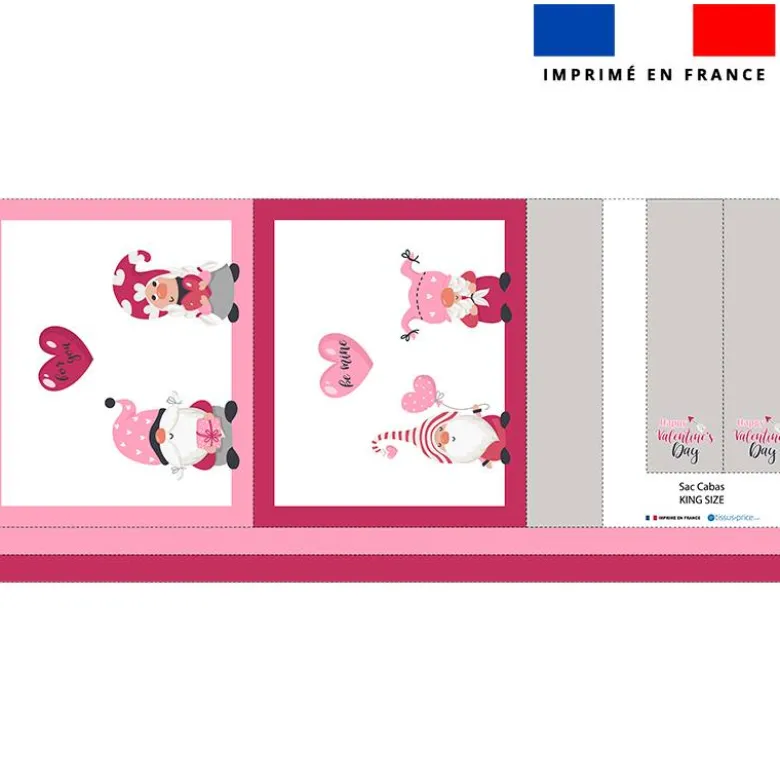 Kit couture sac cabas motif gnome st valentin