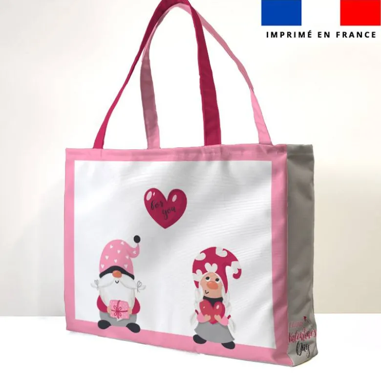 Kit couture sac cabas motif gnome st valentin