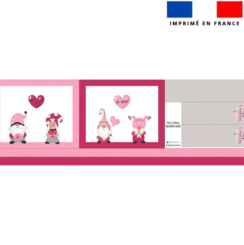 Kit couture sac cabas motif gnome st valentin