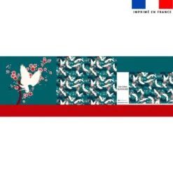 Kit couture sac cabas motif grue japonaise et fleur de cerisier