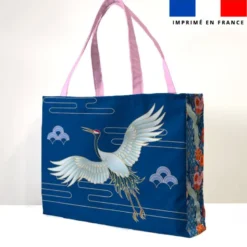 Kit couture sac cabas motif grue et fleur japonaise