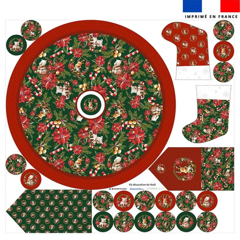 Kit décoration de Noel motif animaux couronne et fleur de Noël - Création Stillistic