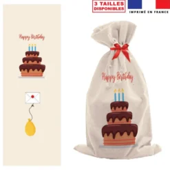Kit hotte d'anniversaire beige motif Happy Birthday