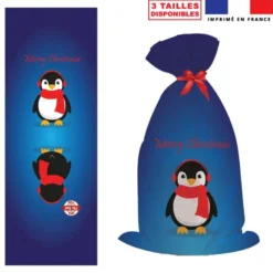 Kit hotte de Noel bleu motif Merry Christmas