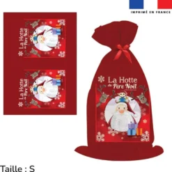 Kit hotte de Noel motif la hotte du père noel - Création Nidillus Carémoli