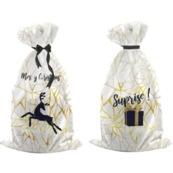 Kit hotte de Noel motif Merry Christmas gold