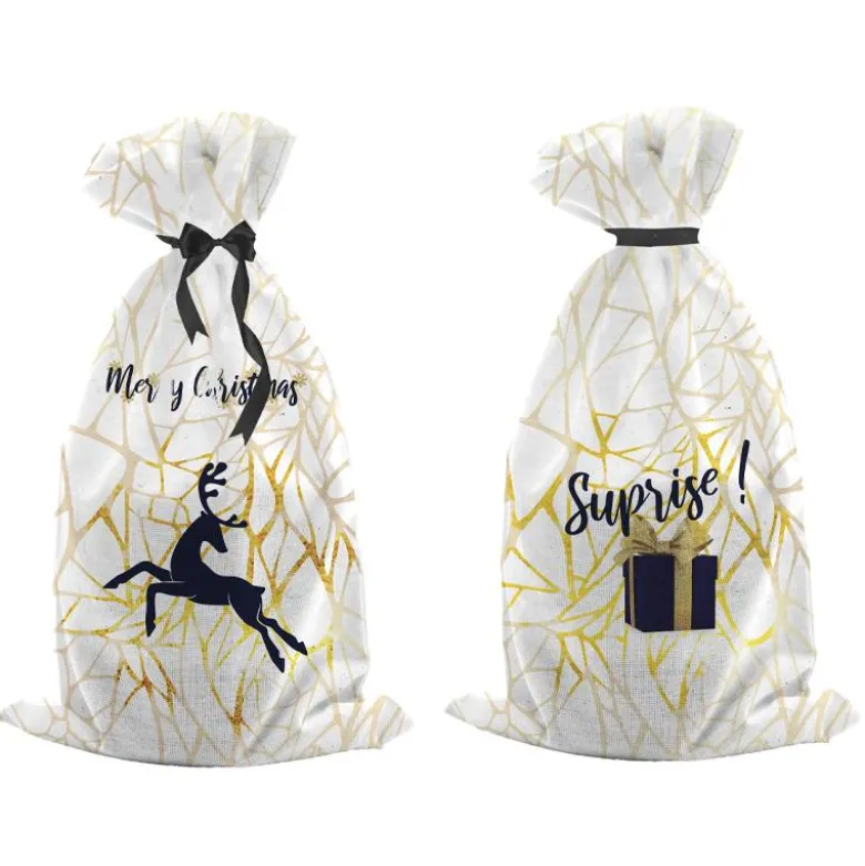 Kit hotte de Noel motif Merry Christmas gold