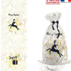 Kit hotte de Noel motif Merry Christmas gold