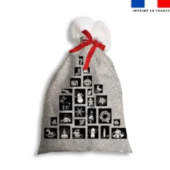 Kit hotte de Noel motif noel argent + Fausse fourrure