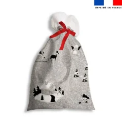 Kit hotte de Noel motif noel argent + Fausse fourrure