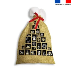 Kit hotte de Noel motif noel or + Fausse fourrure