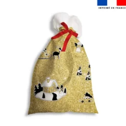 Kit hotte de Noel motif noel or + Fausse fourrure