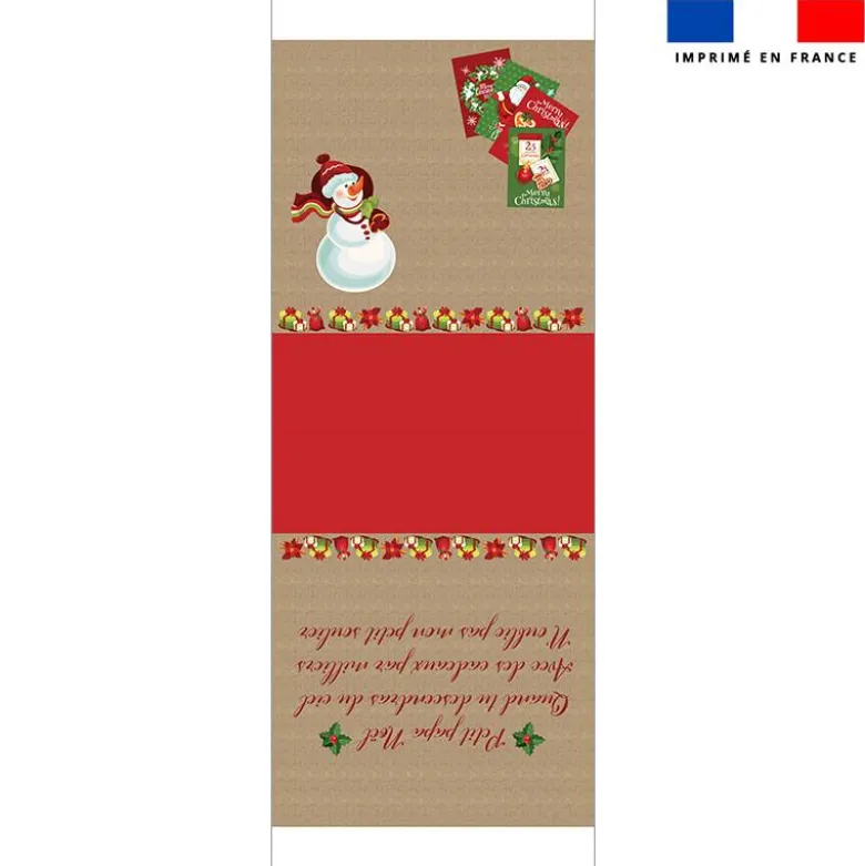 Kit hotte de Noel motif noel rouge et vert + Fausse fourrure