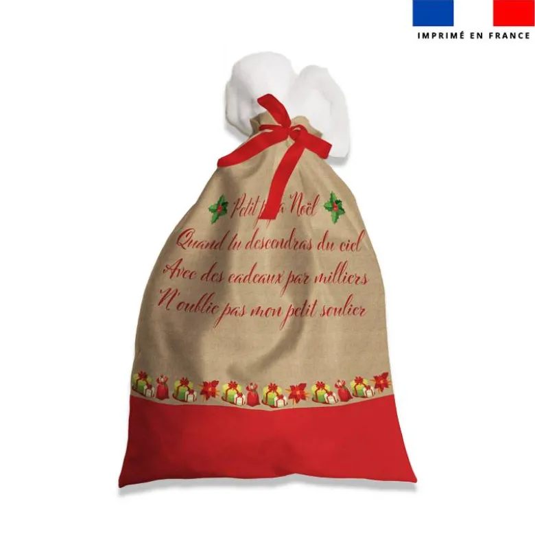Kit hotte de Noel motif noel rouge et vert + Fausse fourrure