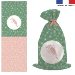 Kit hotte de Noel motif oiseau rose - Création Lili Bambou Design