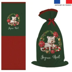 Kit hotte de Noel motif panthère couronne de Noël - Création Stillistic
