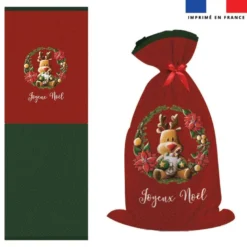 Kit hotte de Noel motif renne couronne de Noël - Création Stillistic