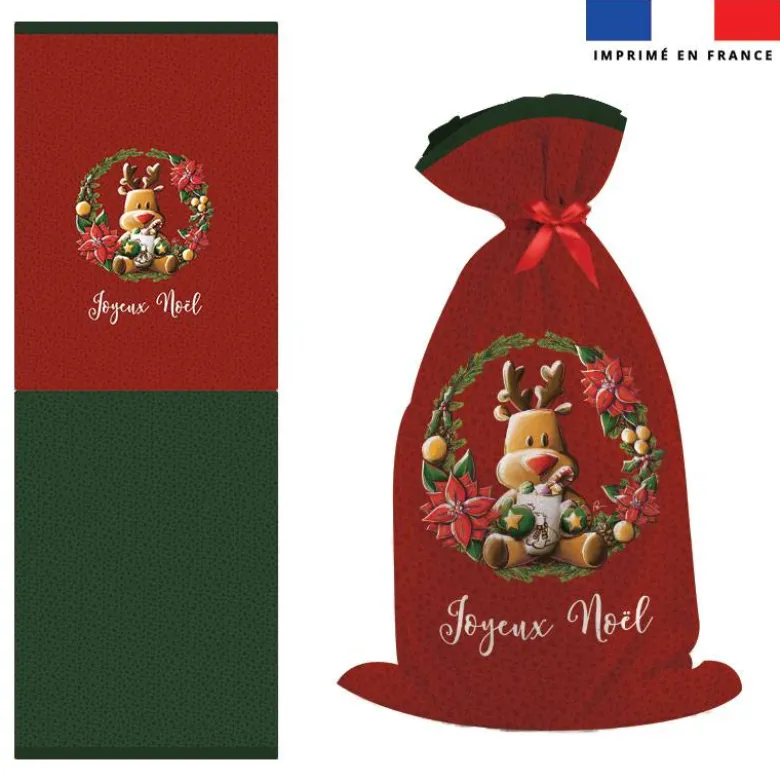 Kit hotte de Noel motif renne couronne de Noël - Création Stillistic