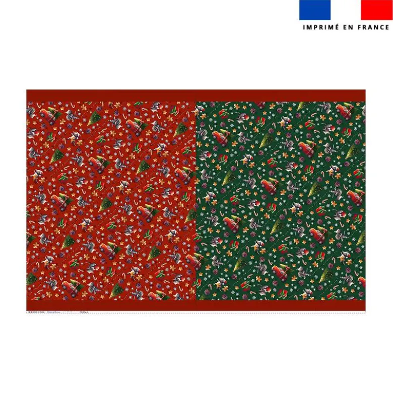 Kit hotte de Noel motif souris de noel rouge et vert - Création Stillistic
