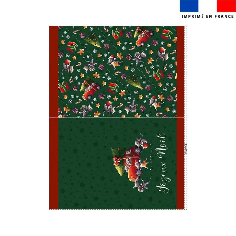 Kit hotte de Noel motif souris de noel vert - Création Stillistic