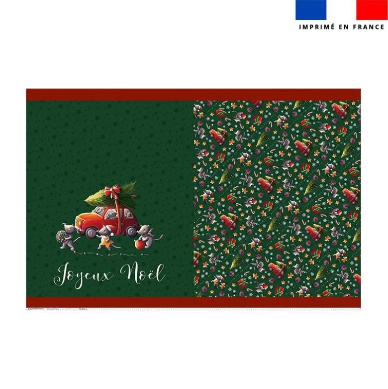 Kit hotte de Noel motif souris de noel vert - Création Stillistic