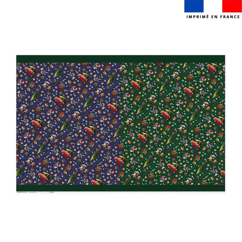 Kit hotte de Noel motif souris de noel bleu et vert - Création Stillistic