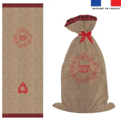 Kit hotte de Noel motif tartan effet toile de jute