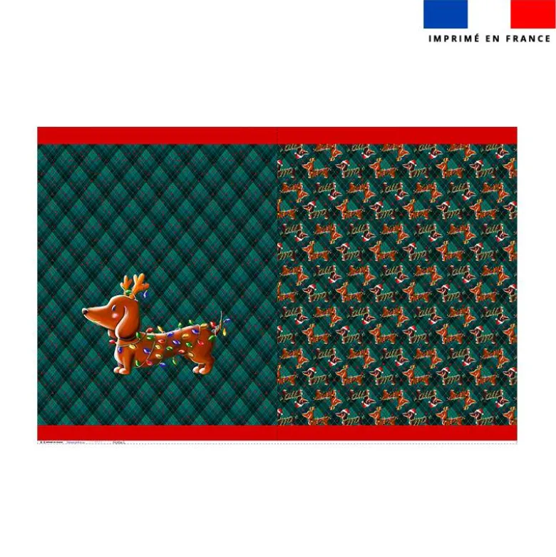 Kit hotte de Noel motif Teckel renne de Noël - Création Stillistic