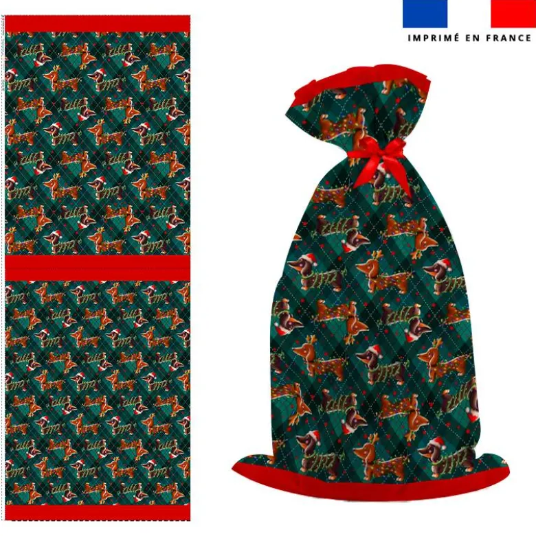 Kit hotte de Noel motif Teckels de Noël - Création Stillistic
