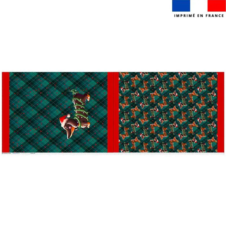 Kit hotte de Noel motif Teckel bonnet de Noël - Création Stillistic