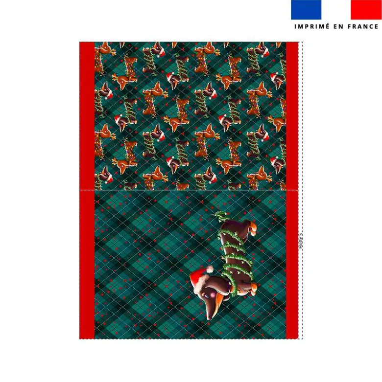 Kit hotte de Noel motif Teckel bonnet de Noël - Création Stillistic