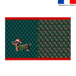 Kit hotte de Noel motif Teckel bonnet de Noël - Création Stillistic