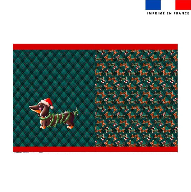 Kit hotte de Noel motif Teckel bonnet de Noël - Création Stillistic
