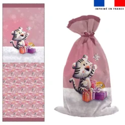 Kit hotte de Noel motif Tigre blanc de Noël - Création Stillistic