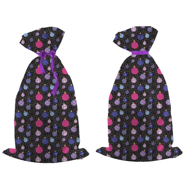 Kit hotte de Noel noir motif boules de Noel roses