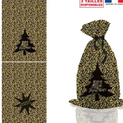 Kit hotte de Noel noir motif léopard gold