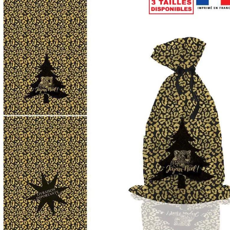 Kit hotte de Noel noir motif léopard gold