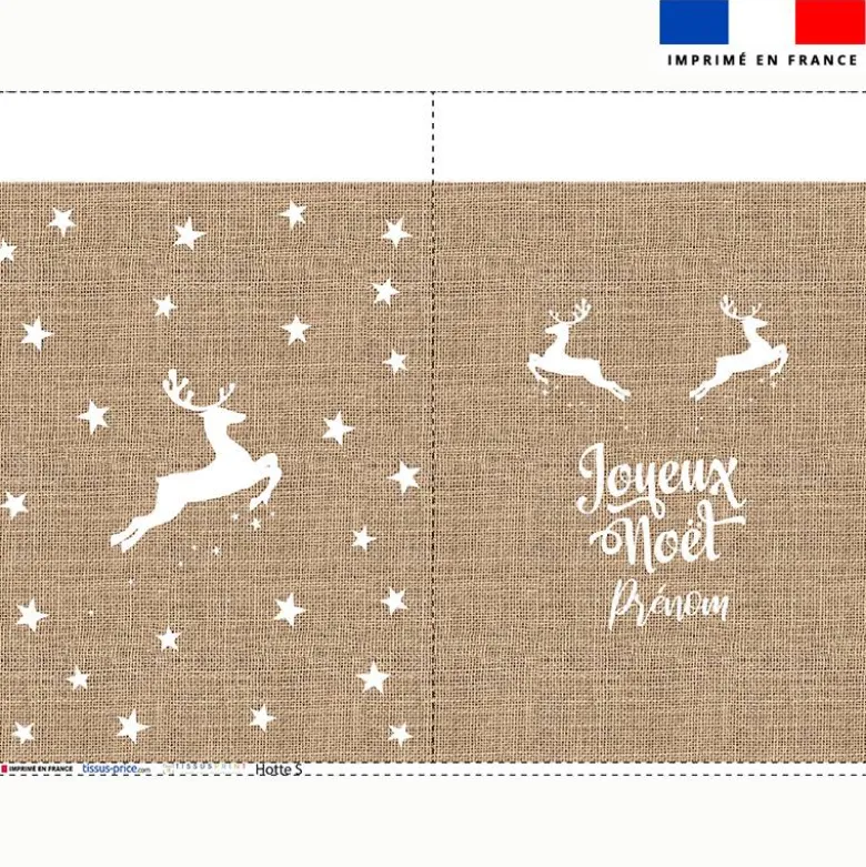 Kit hotte personnalisé motif Joyeux Noël effet toile de jute