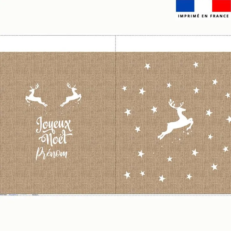 Kit hotte personnalisé motif Joyeux Noël effet toile de jute