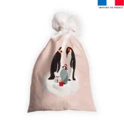 Kit hotte personnalisé motif noel animaux de la banquise rose + Fausse fourrure