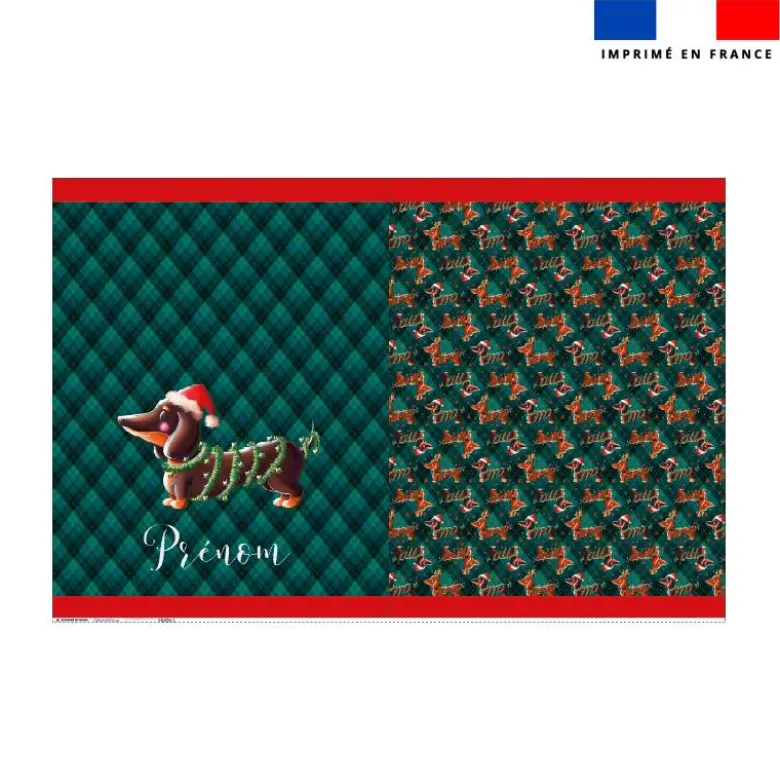 Kit hotte personnalisé motif Teckel bonnet de Noël - Création Stillistic