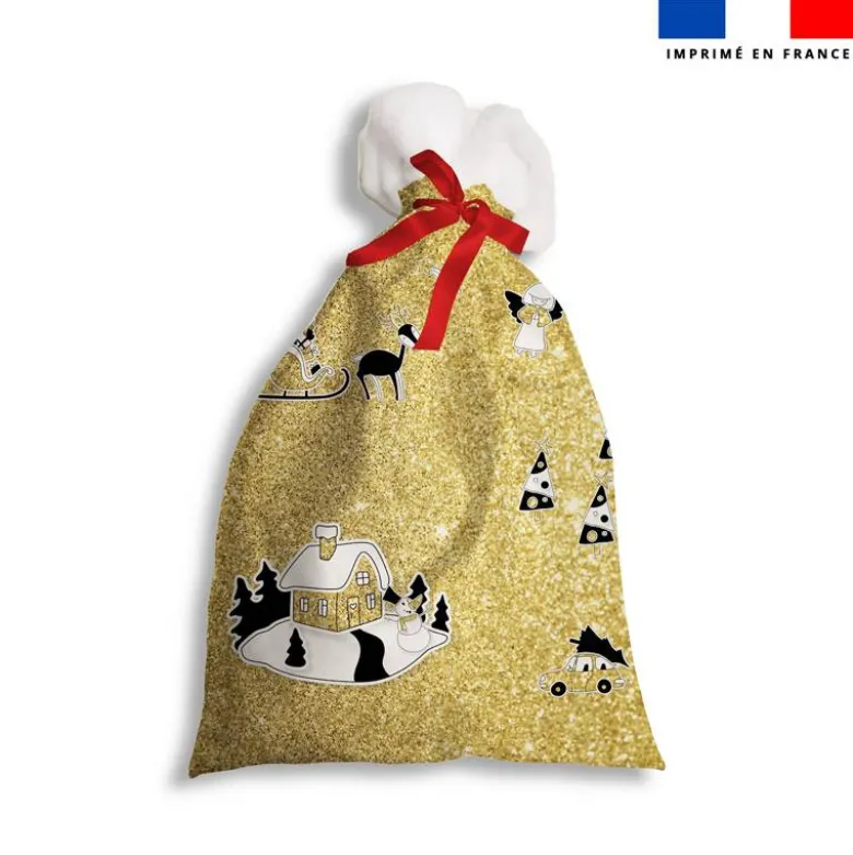 Kit hotte personnalisé noel or + Fausse fourrure