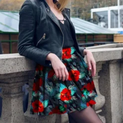 Kit Jupe Courte - Camouflage et fleur rouge