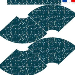 Kit Jupe Courte - Fleur de cerisier fond bleu canard