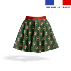 Kit jupe enfant motif animaux couronne de noel vert- Création Stillistic