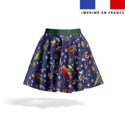Kit jupe enfant motif souris de noel bleu - Création Stillistic